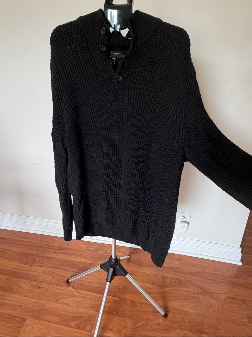 Banana Republic Black Zip-Front Knit Sweater